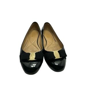 Salvatore FERRAGAMO Varina Glossy Patent Leather Ballet Flats 8.5 $780 Italy